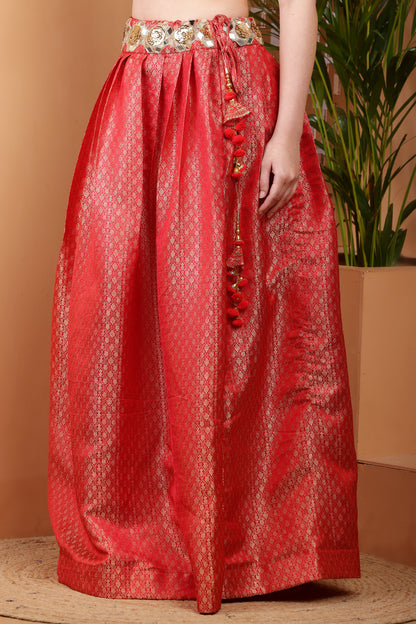 Radiance red backless crop top with skirt